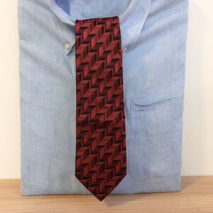 Michiko Koshino London Neck Tie Mens Red Black Silk  Zigzag Formal Fashion